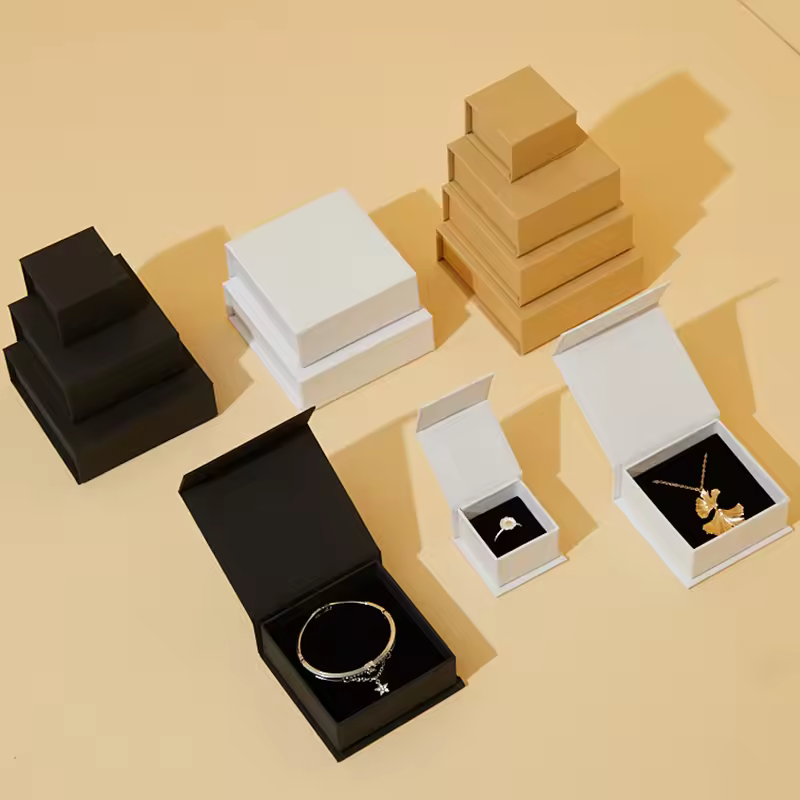 Customized Jewelry Paper Box Book Shape Magnetic Closure Jewelry Box
