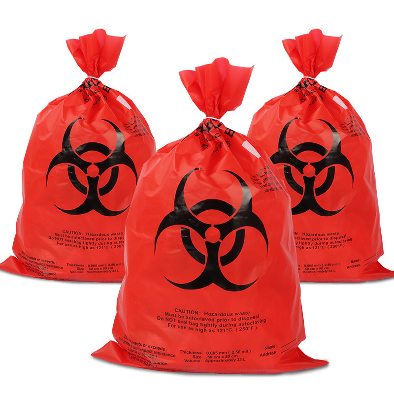 Red HDPE PP Bio Medical Waste Bags , Disposable Biohazard Bags For Hospital