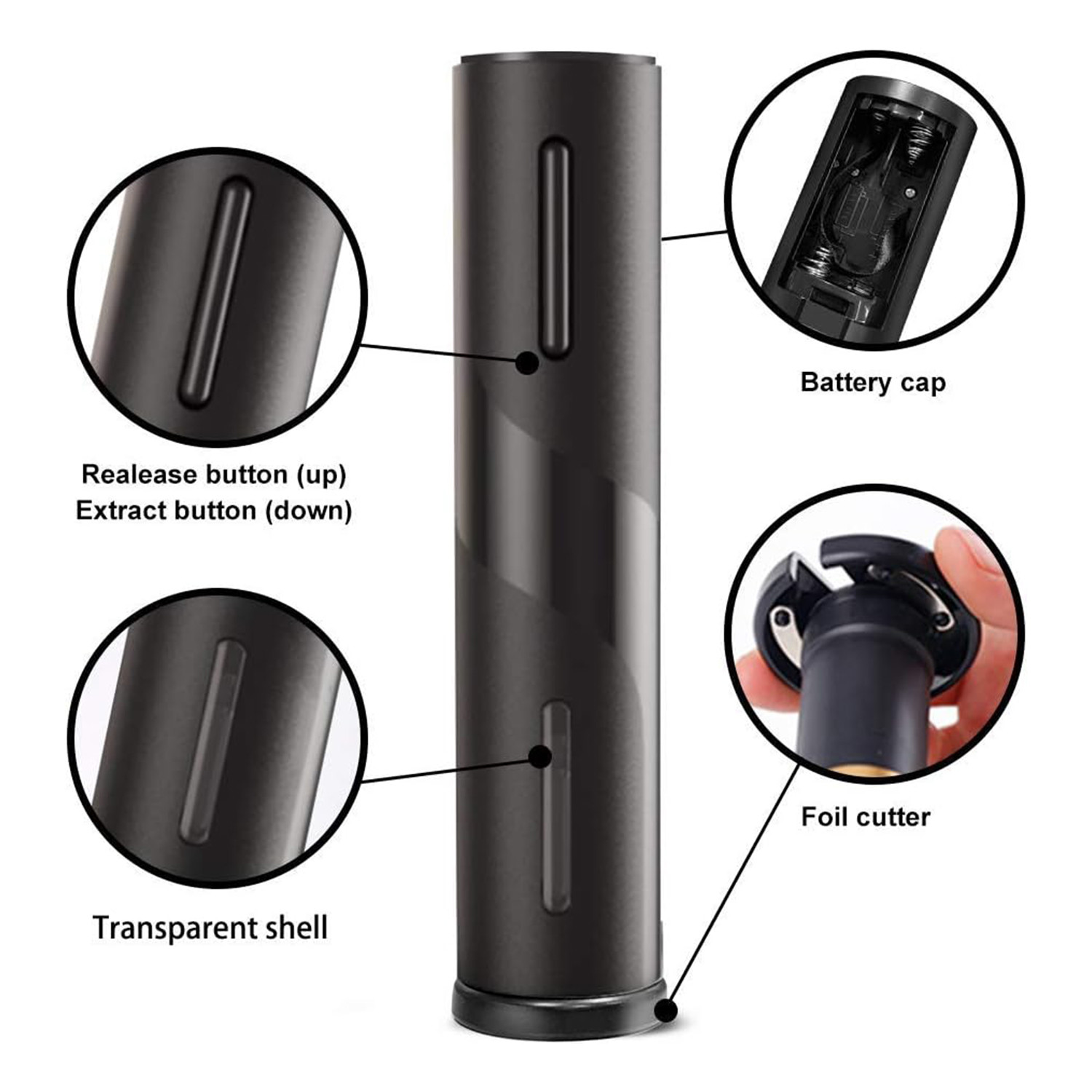 Battery Operate Electric Wine Bottle Opener Automatic Corkscrew Set Shatterproof