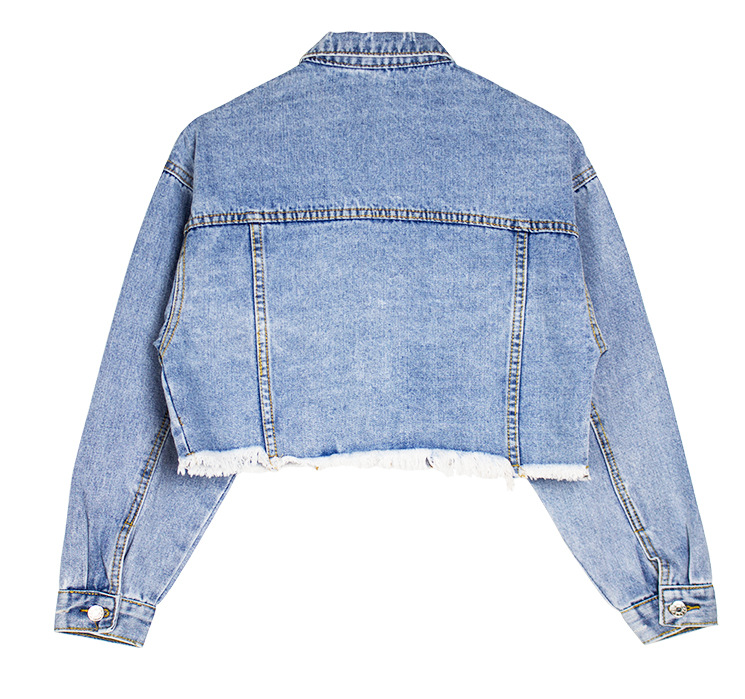 ​Oem Factory Manufacturer Custom Logo Distressed Cropped Jacket Vintage Wash Denim Coat