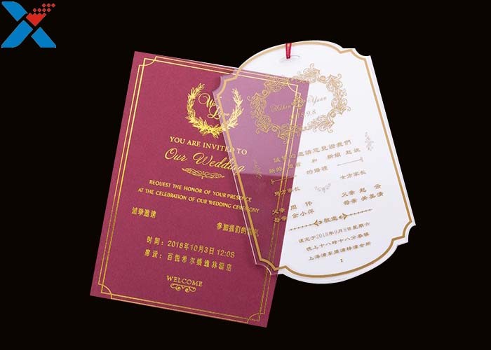 Laser Cut Acrylic Wedding Invitation Cards / Mirror Clear Invitation Card