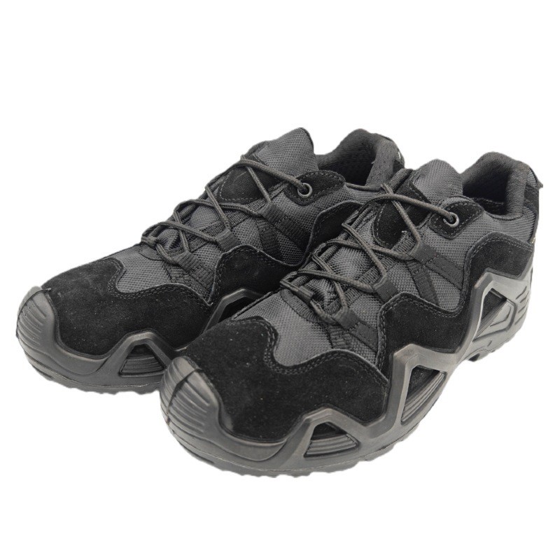 Shock-Absorbent Combat Tactical Boots Durable Leather Flat Heel Ankle-High Shaft
