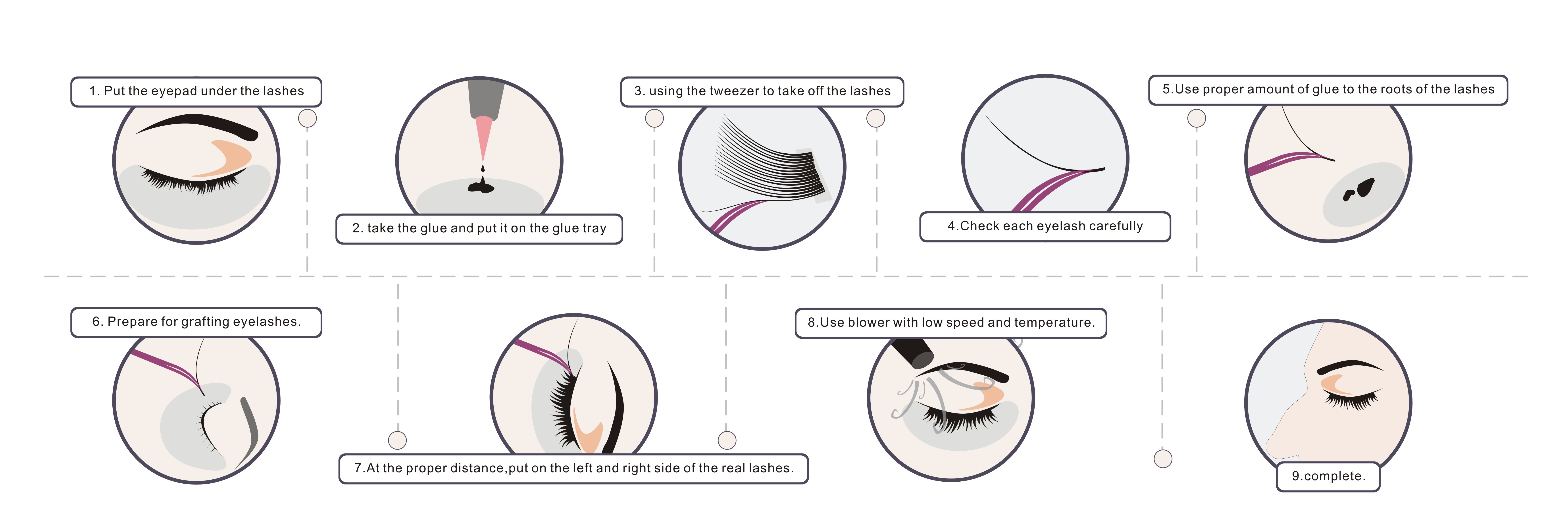 D Curl 4D 5D 6D Premade Fans Various Design Customized Logo 8 - 18mm Length