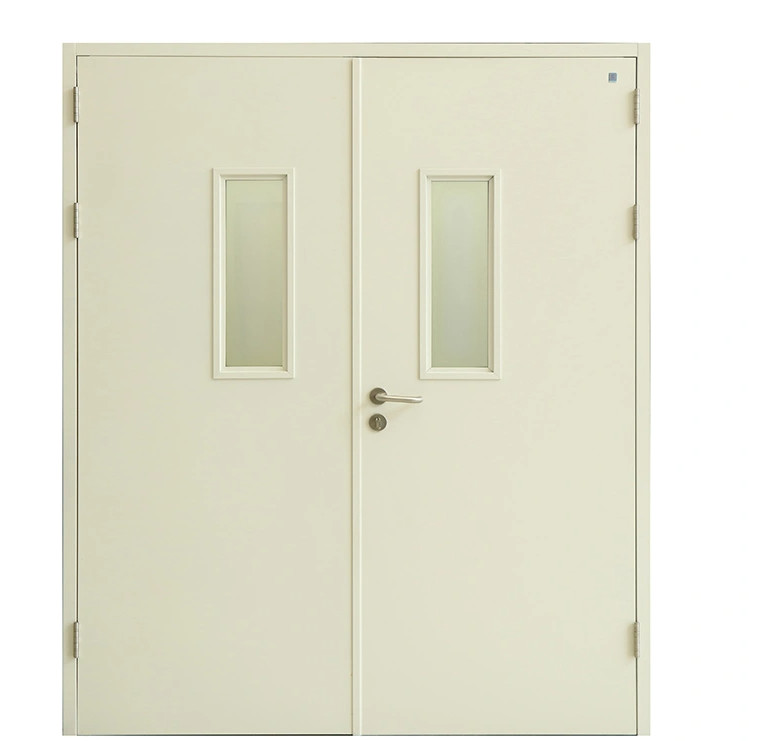 Galvanized Steel Fire Rated Steel Doors Glass 3 Hours With PU Foaming Inside