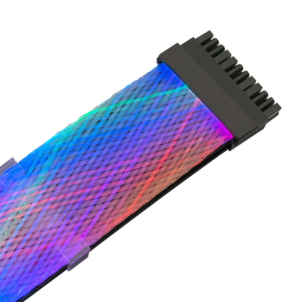 Power Extension Cord RGB Extension Cable Kit to 24-Pin ATX Motherboard for Computer Gaming Case (24-Pin PSU)