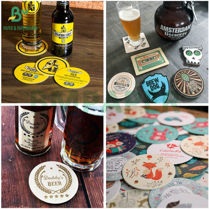 Natural White 600um 900um Double Sided Uncoated Beer Pads Paperboard