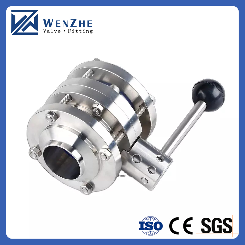 Three Pieces Welded Hygienic Butterfly Valves for FLASH SALE in SS304 / 316L Material