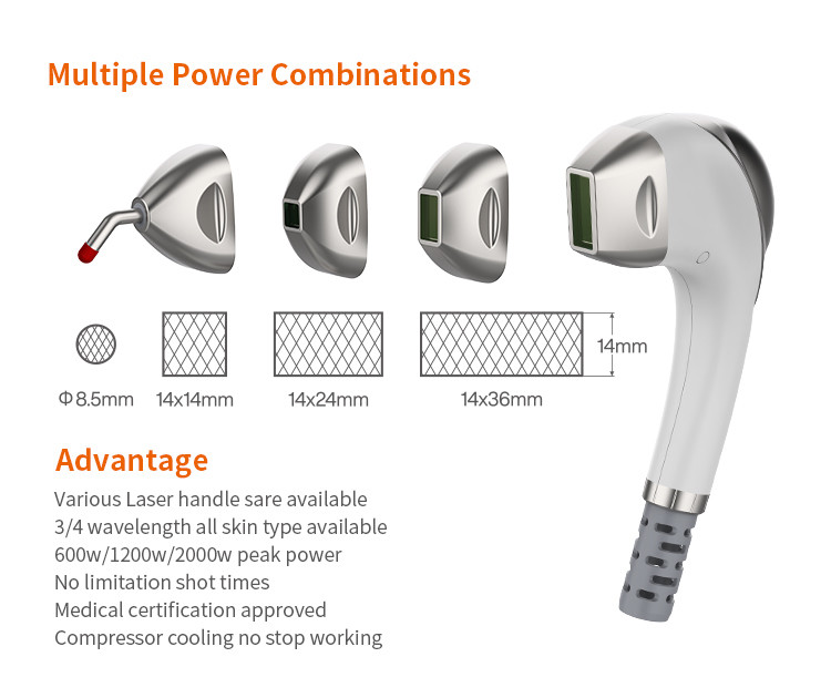 4 In 1 Permanent Diode Laser Hair Removal Machine High Power Adjustable Spot Size
