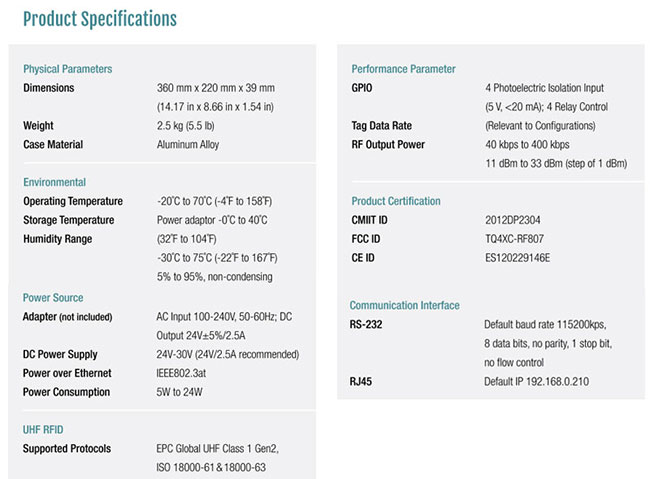 About Rakinda RD-RF807 RAIN RFID Fixed Reader