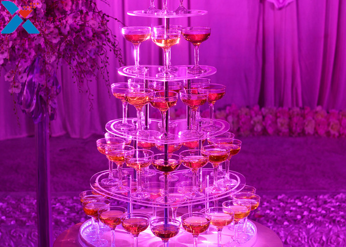 Heart Shape Perspex Display Stand , 5 Layers Champagne Acrylic Display Shelves