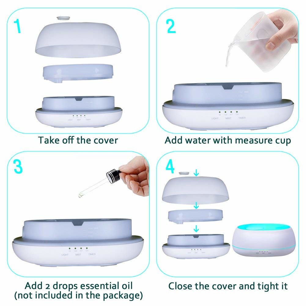 500ml Ultrasonic Plastic Aroma Diffuser With Remote Controller