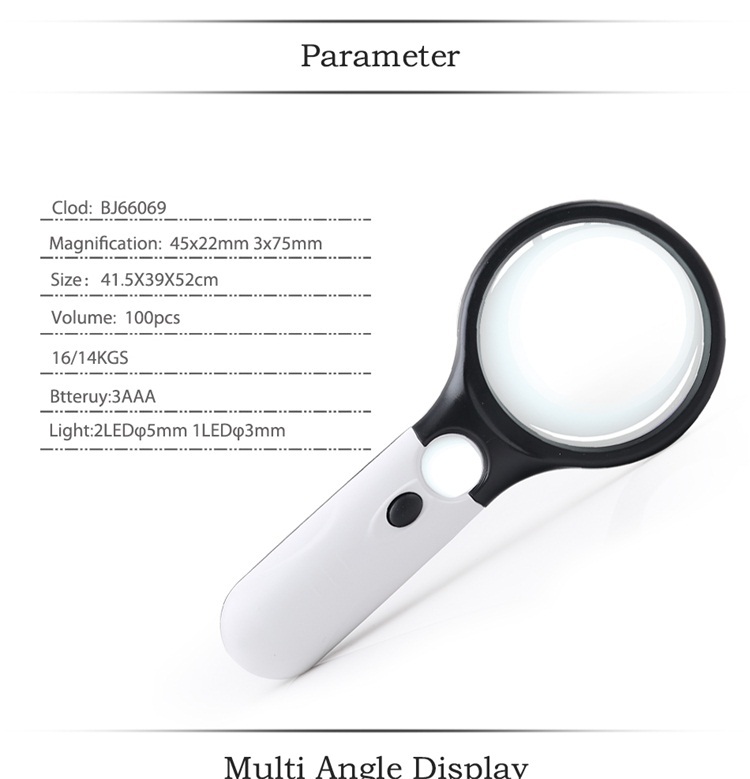 Mini 3X 45X Portable Electronic Magnifier , Visual Handheld Magnifier With Light