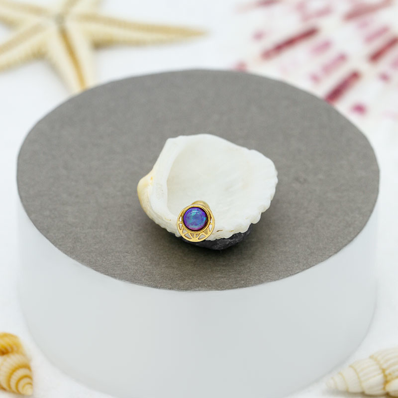 Earring Cartilage Daith Piercing Jewelry Hollow Moon Shaped Inlaid With Opal Gem