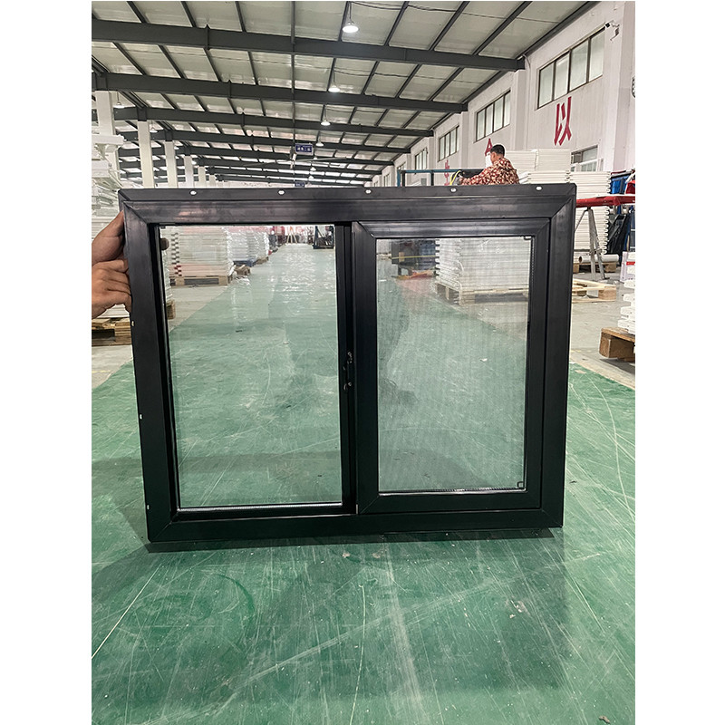 Black American Series UPVC Single Sliding Windows Smoothly Push And Pull