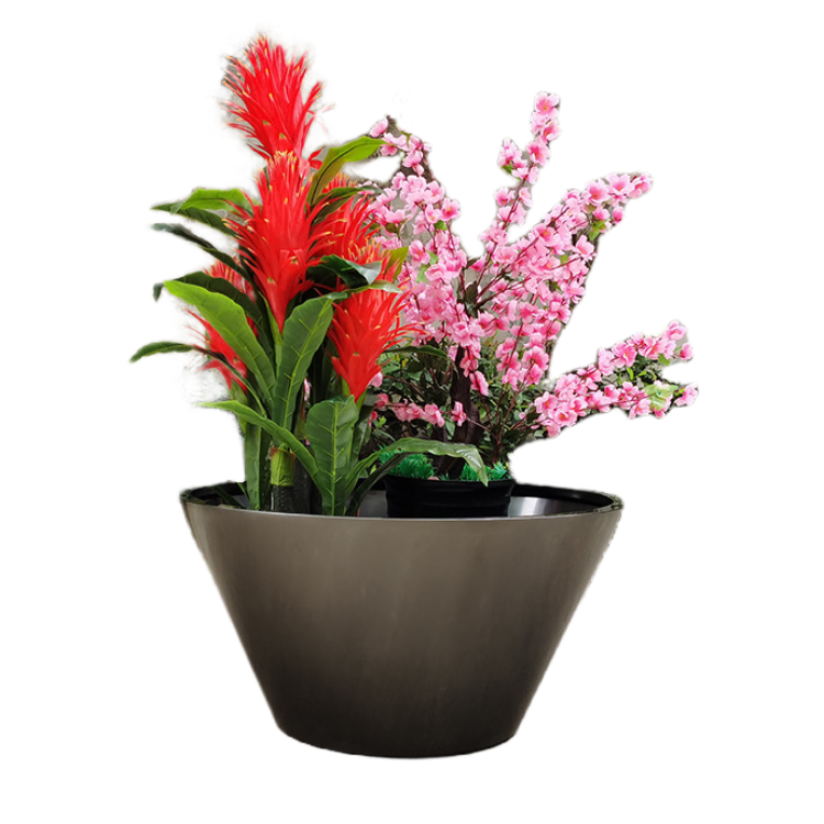 High fashion glossy glazed black big flower pot outdoor round