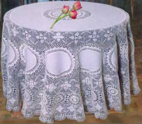 Rectangular coffee table linen table cloth table, Corcheted Lace Table linen, Tablecloth
