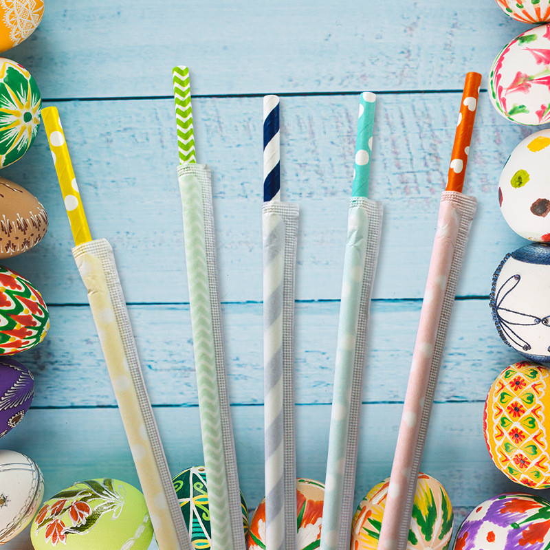 100pcs pack 6mm diameter individual packing paper straws food safe ink printing compostable pulp straws