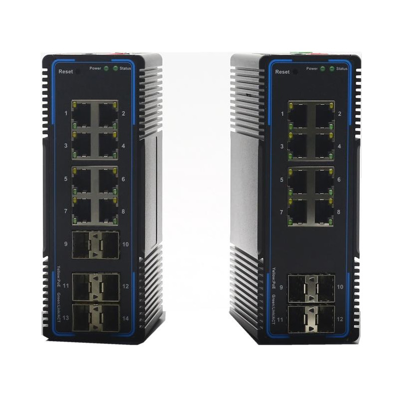 Managed Industrial SFP Ethernet Switch 2*1000M SFP to 8*10/100/1000Mbps RJ45 Port SNMP Web Managed Converter