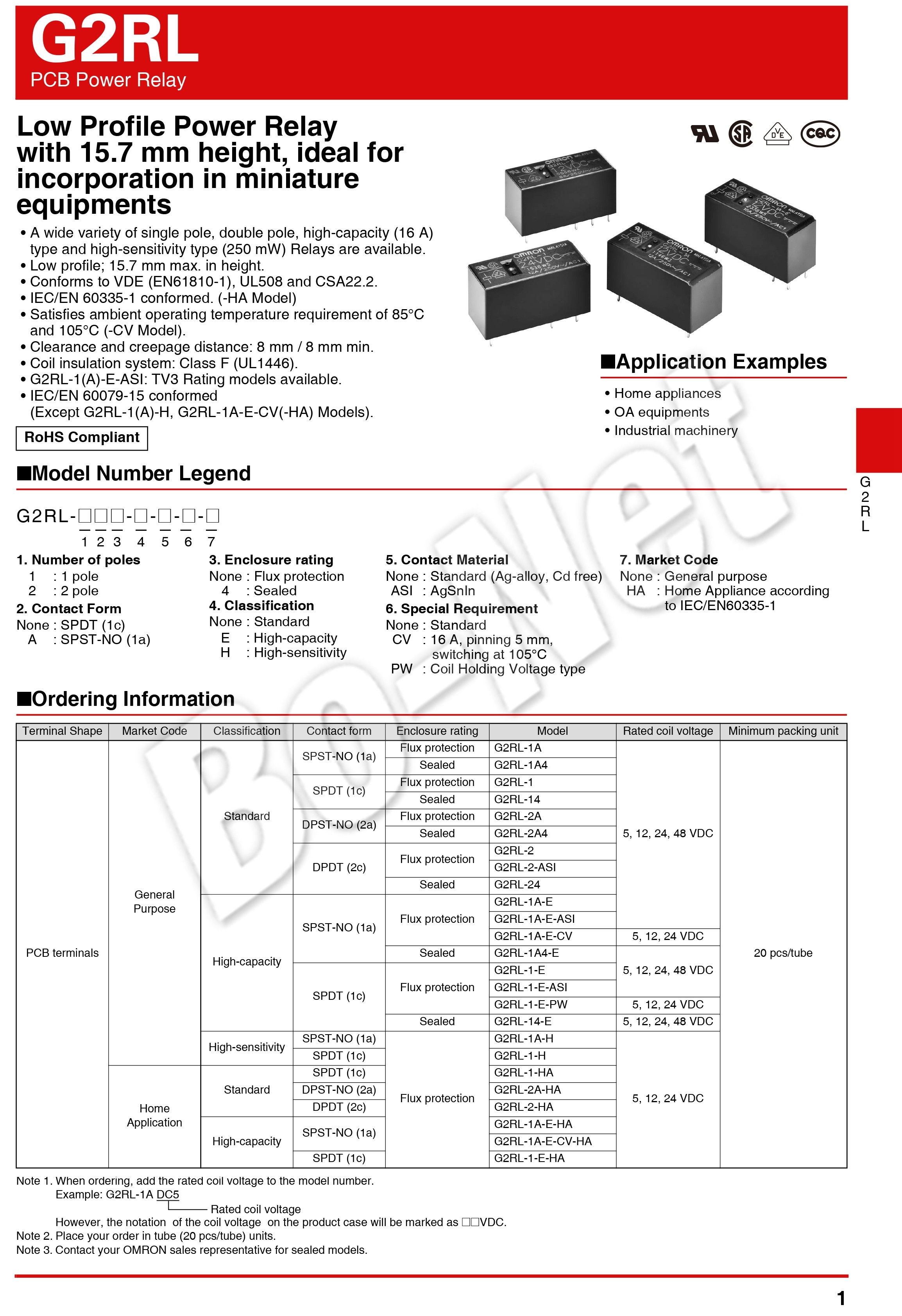 G2RL-1-E-CN-5VDC Omron orignal new electromagnetic relay