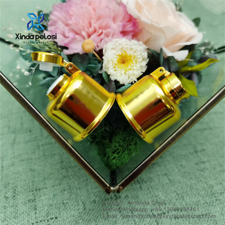 Recyclable Gold Plastic Cosmetic Screw Cap For Lotion Toner Shampoo Liquid Soap