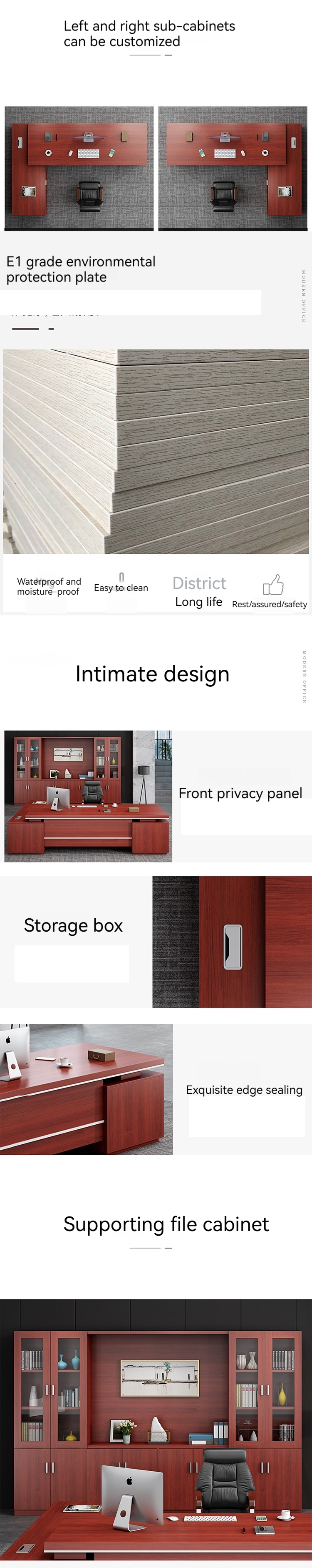 Large Modern Office Desk and Chair Combination for President Manager Office Furniture