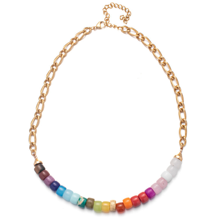 Stainless Steel Forte Beads Bracelet 18k Vacuum Gold Plating with Chain