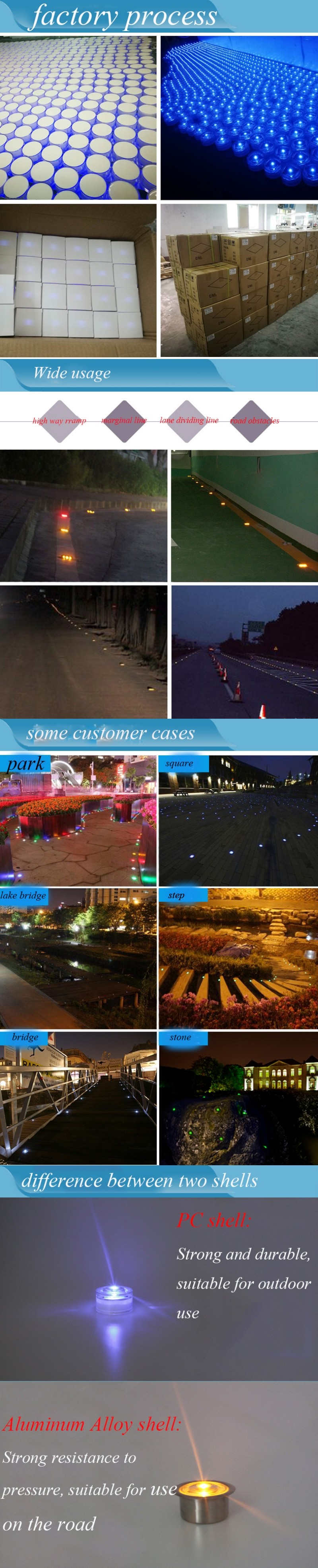 Aluminum Solar Flashing Road Studs Outdoor Garden Warning Pathway Solar Powered Deck Light