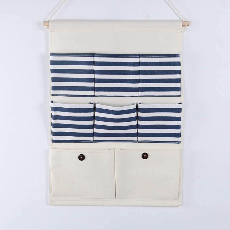 Puting hanging storage bag pockets organizer door wall chest holder customizable blue red stripe cotton