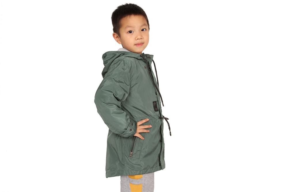 Lightweight Olive Green Polyester Childrens Parka Coats For Winter