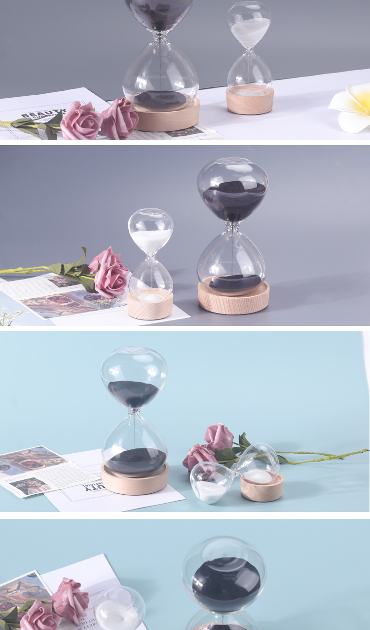 Custom Decorative Sand Timer 60 Minute 30 Minute 50 Minute With Wood Base