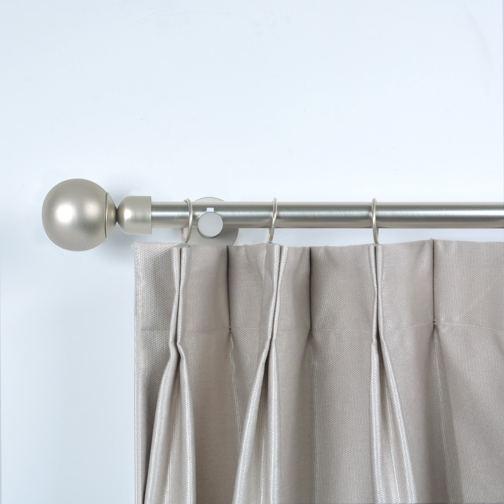 28mm Plane Iron Pipe Curtain Rods Set Stainless Nickel Iron Ball Finial For Living Room