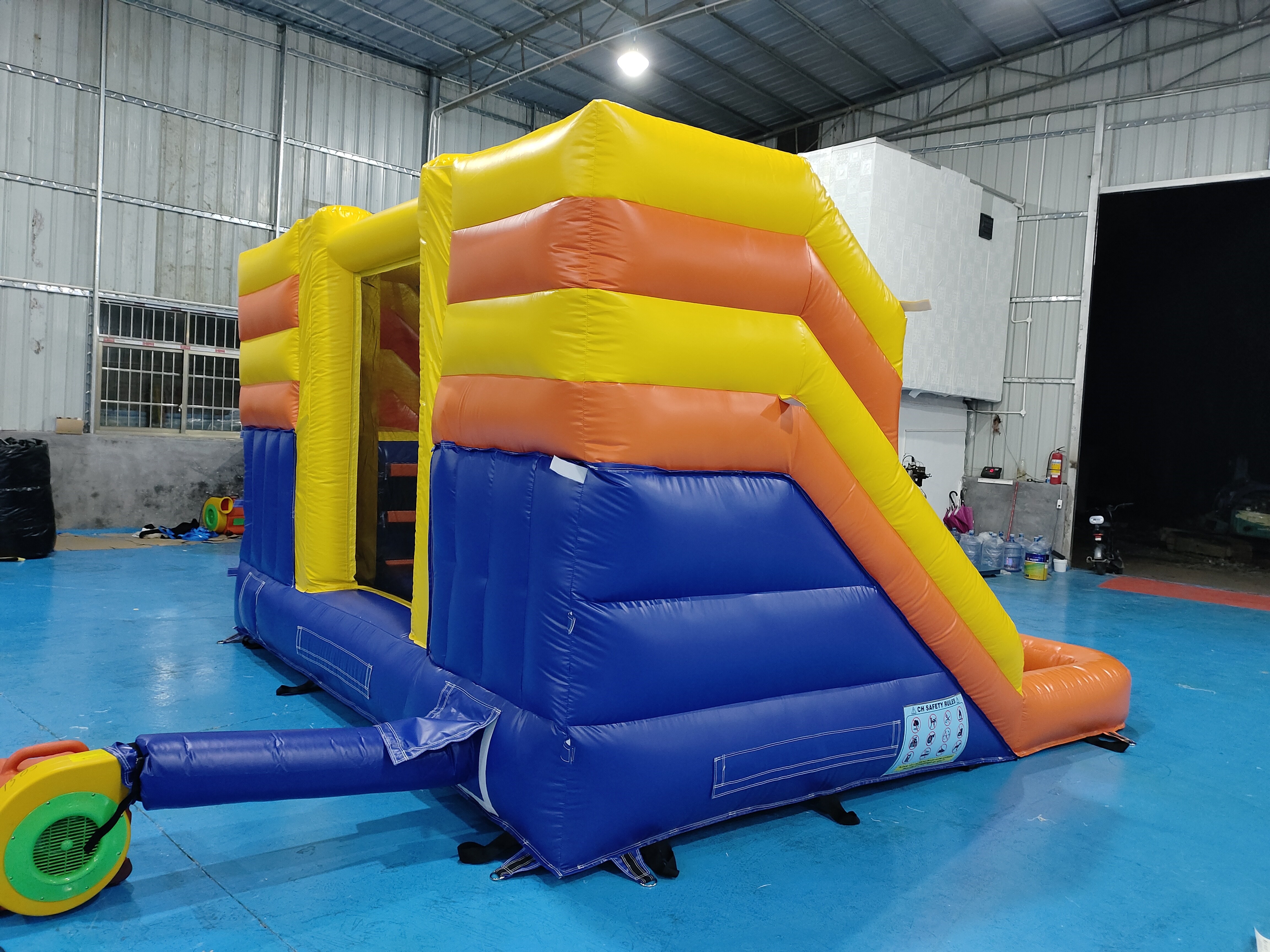 Commercial Inflatable Bounce House With Double Slides Inflatable Water Slides Yellow Jungle For Outdoor Party