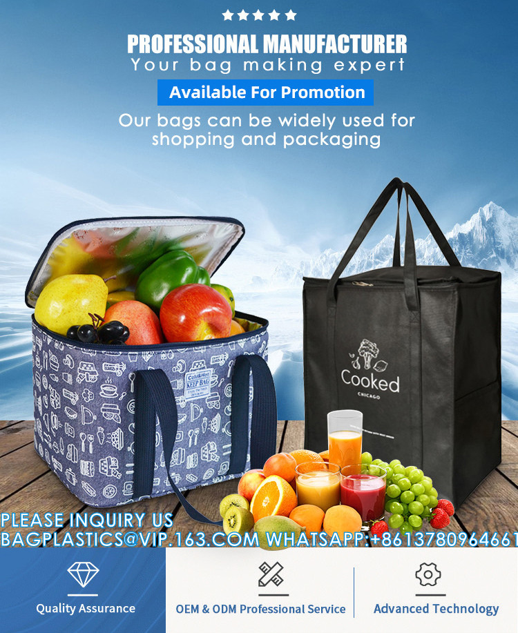 Promotional Custom Logo Printed Eco Friendly Large Capacity Food & Medical Tote Bags Rockbros Insulated Cooler Bag