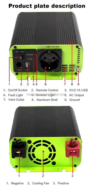 300-600W Invert Power Solar Pure Sine Wave 3000W Power Inverter 300 Watt Pure Sine Wave Power Inverter Car Adapter Dc