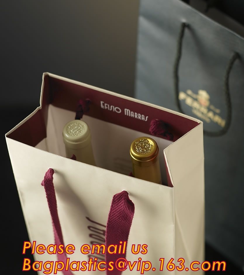 Gold foil stamp matt laminated black handle rope hair extension packaging bag red paper bag,Handle Brown Kraft Gift Pape