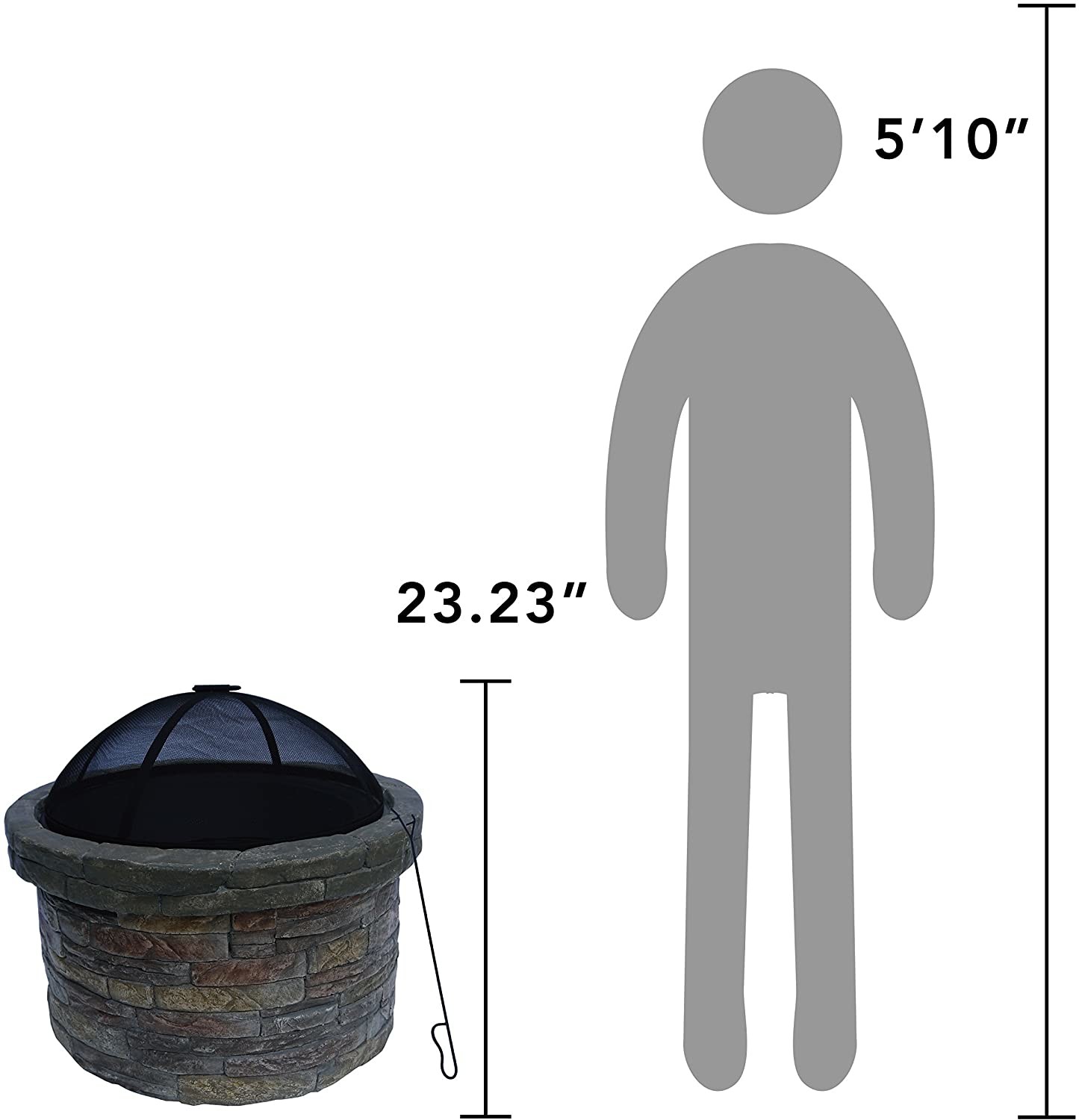 Concrete Round Brazier Charcoal Barbecue Pit For Outdoor Patio Garden Backyard