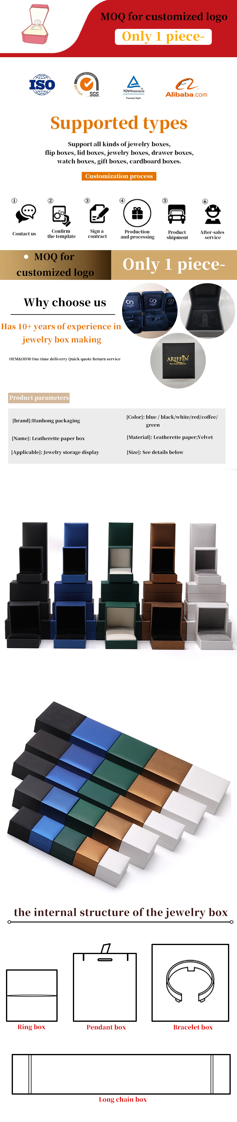 Luxury Handmade Custom Jewelry Boxes With Logo For Earrings Necklace Rings