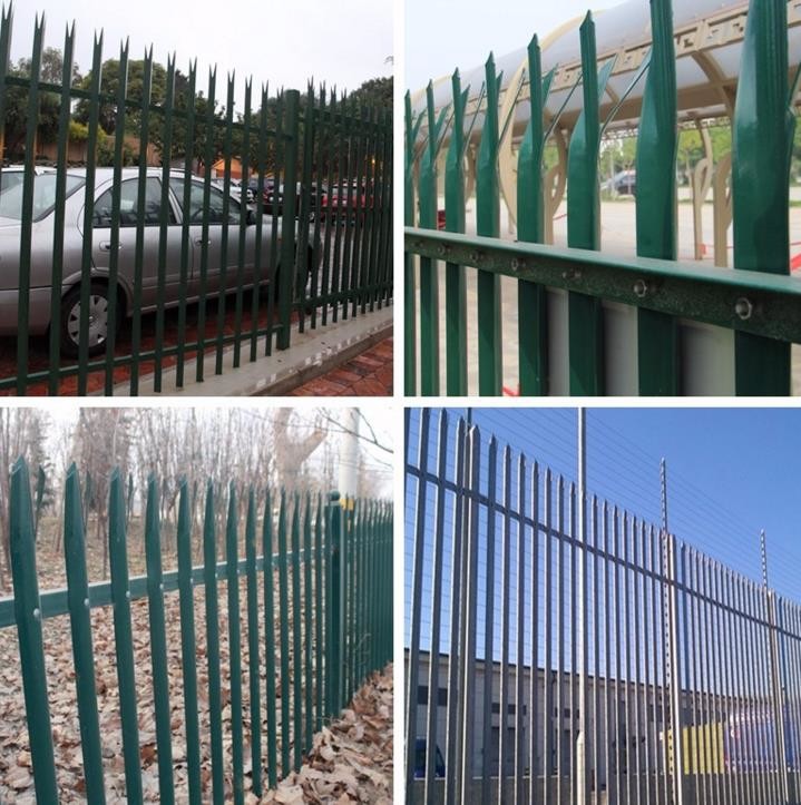 Galvanized Steel Palisade Fencing Easily Assembled Powder Coated Durability