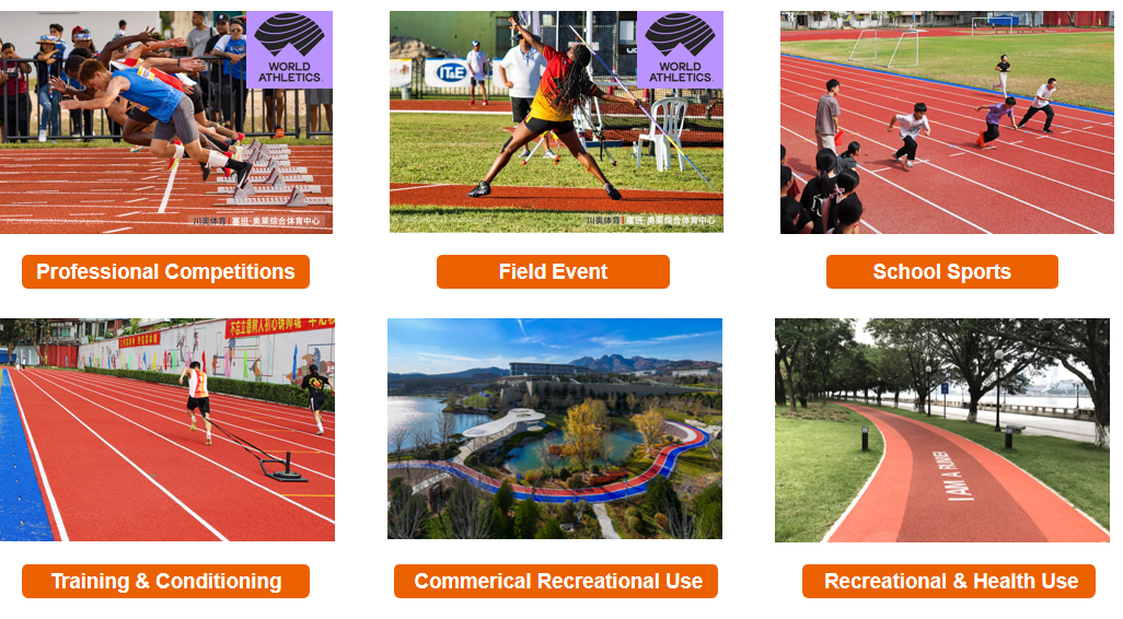 Fireproof Prefabricated Running Track Elastic Seamless Track With Waterproof Rubberized Track Surface