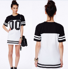Fashion Compact Stone Wondering Beaded CuteTrim T Shirt Dress For Women
