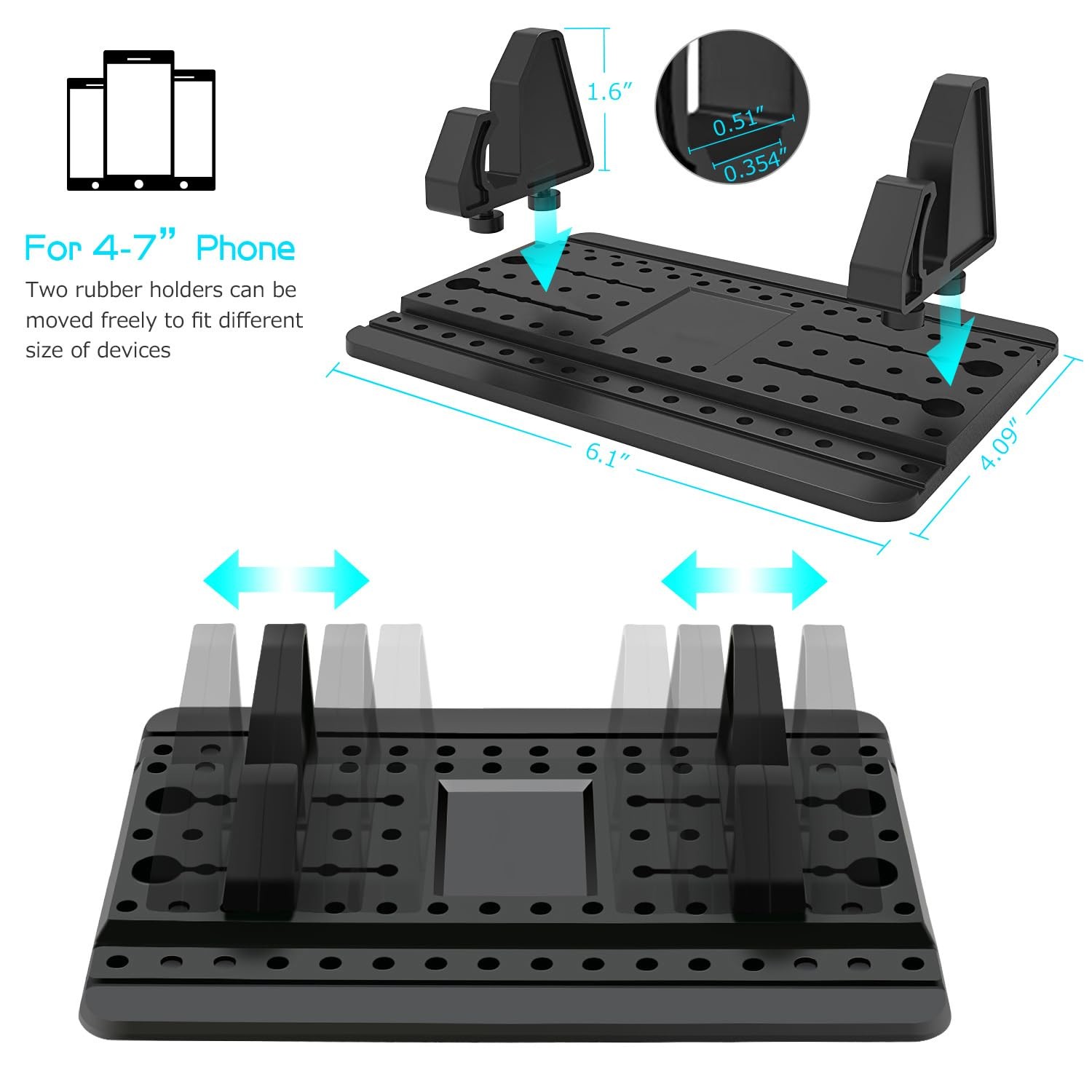 Silicone Car Phone Holder Car Phone Mount Silicone Car Pad Mat For Dashboards Slip Free Desk Phone Stand Holder