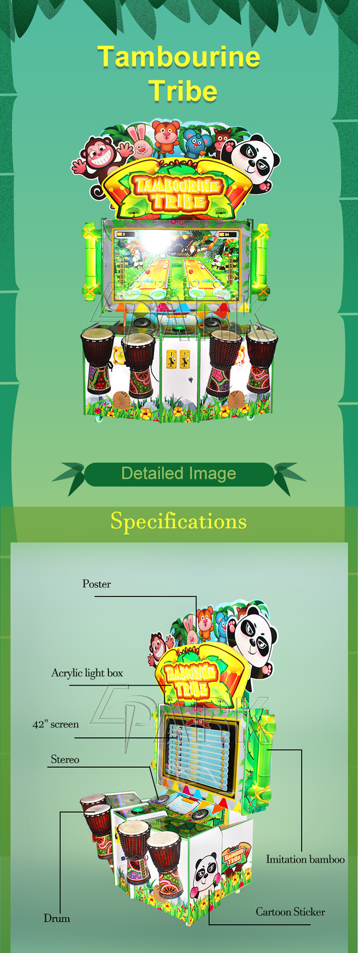 Tambourine Tribe Music Video Game Ticket Redemption Machine Easy To Operate