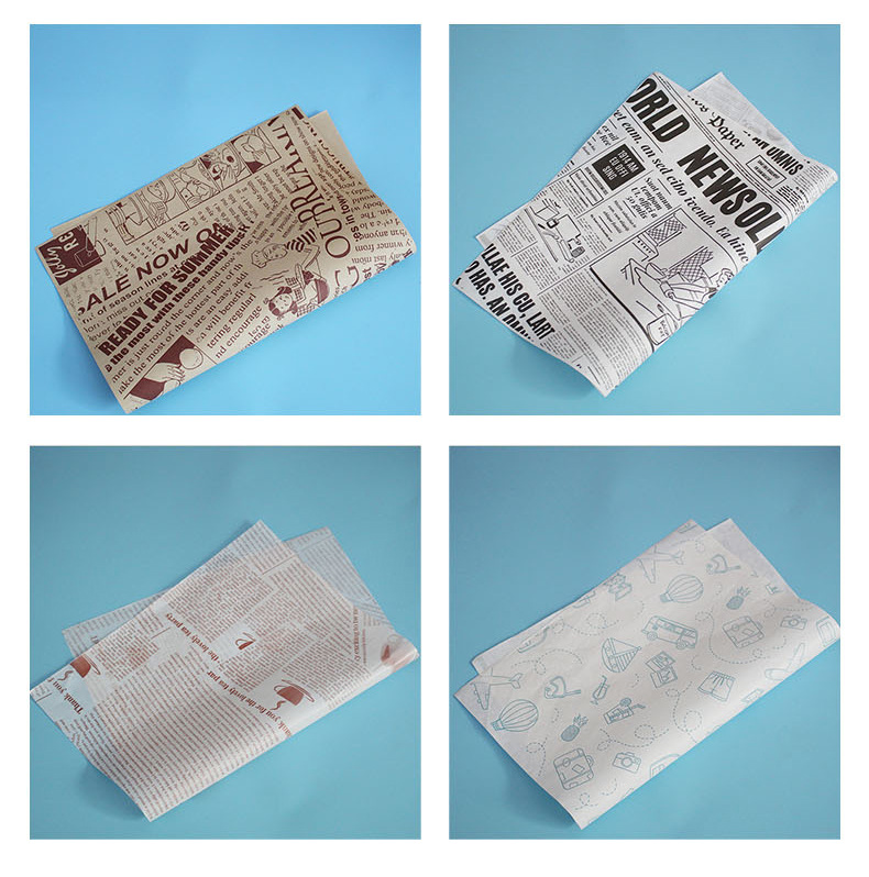 Custom Printed Hotdog Wrappers Greaseproof Wrap Kraft Paper Anti Fat Food Packaging