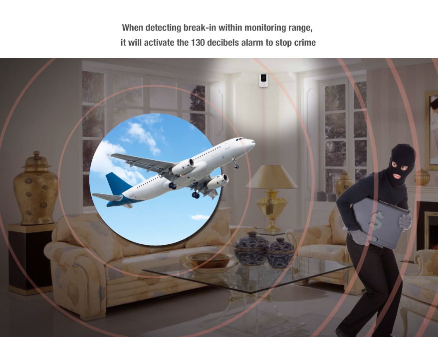 130DB Wireless Fire and Security Alarm Pet Camera with Infrared Array Sensor,Built-in Battery