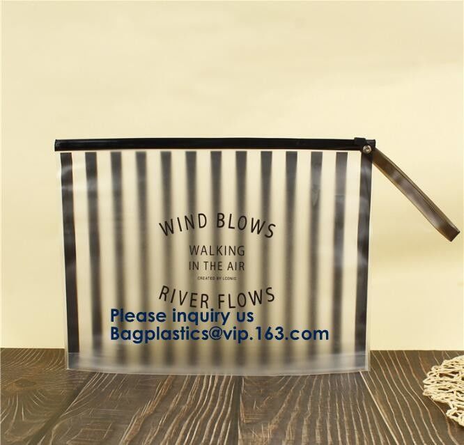 Hot Sale Waterproof Frosted Slider PVC Zipper Bags Wholesale Custom Printed Plastic Transparent Zip lockk Cloth Bag
