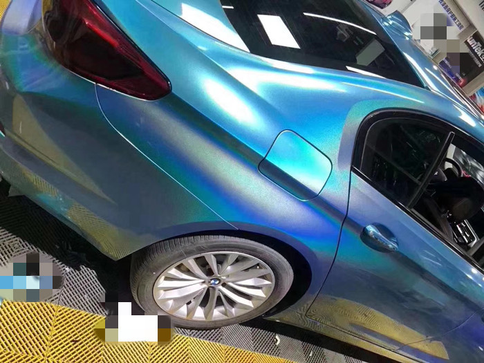 Slideable Laser Blue Glitter Car Wrap Film 140gsm Thickness