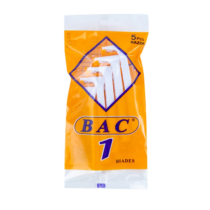 BAC RAZOR yellow single blade shaver 5 piece pack Swedish stainless steel blade shaver single blade disposable razors