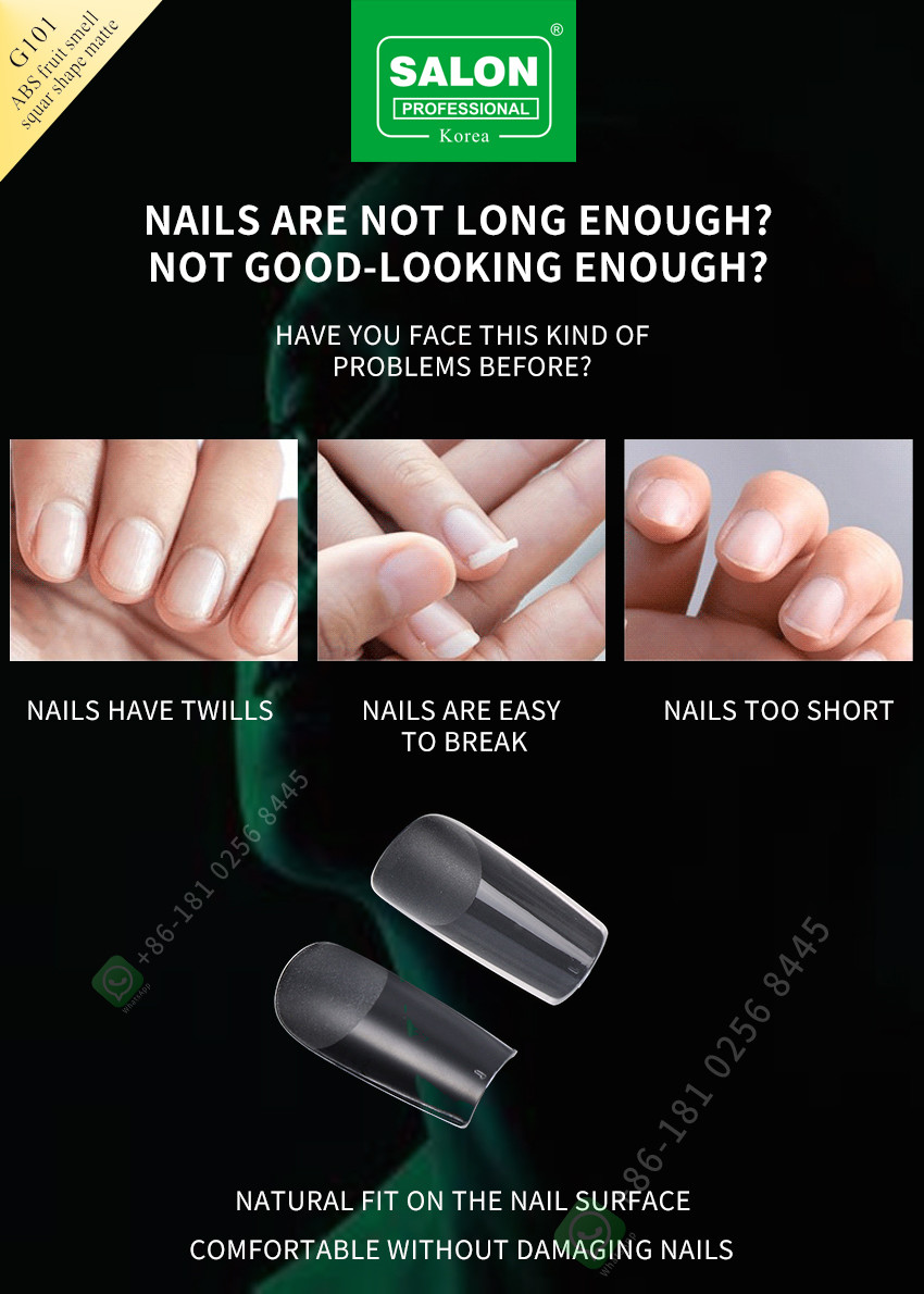 Professional ABS Full Cover Gel Artificial Nail Long Square Press On Nails For Perfect Nails Extensions