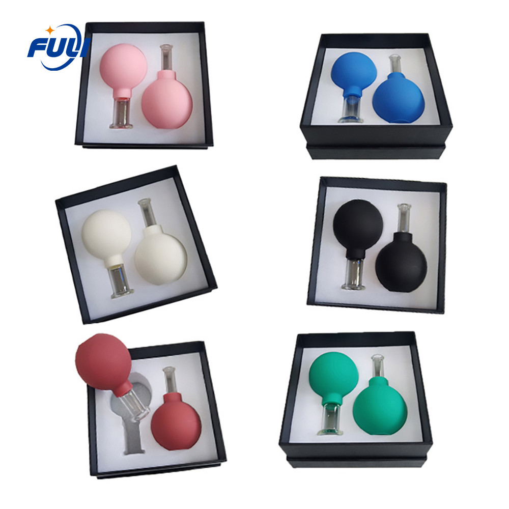 2 Pieces Glass Face Cupping Therapy Set-Silicone Vacuum Facial Massage Cups Anti Cellulite Lymphatic Sets for Eyes
