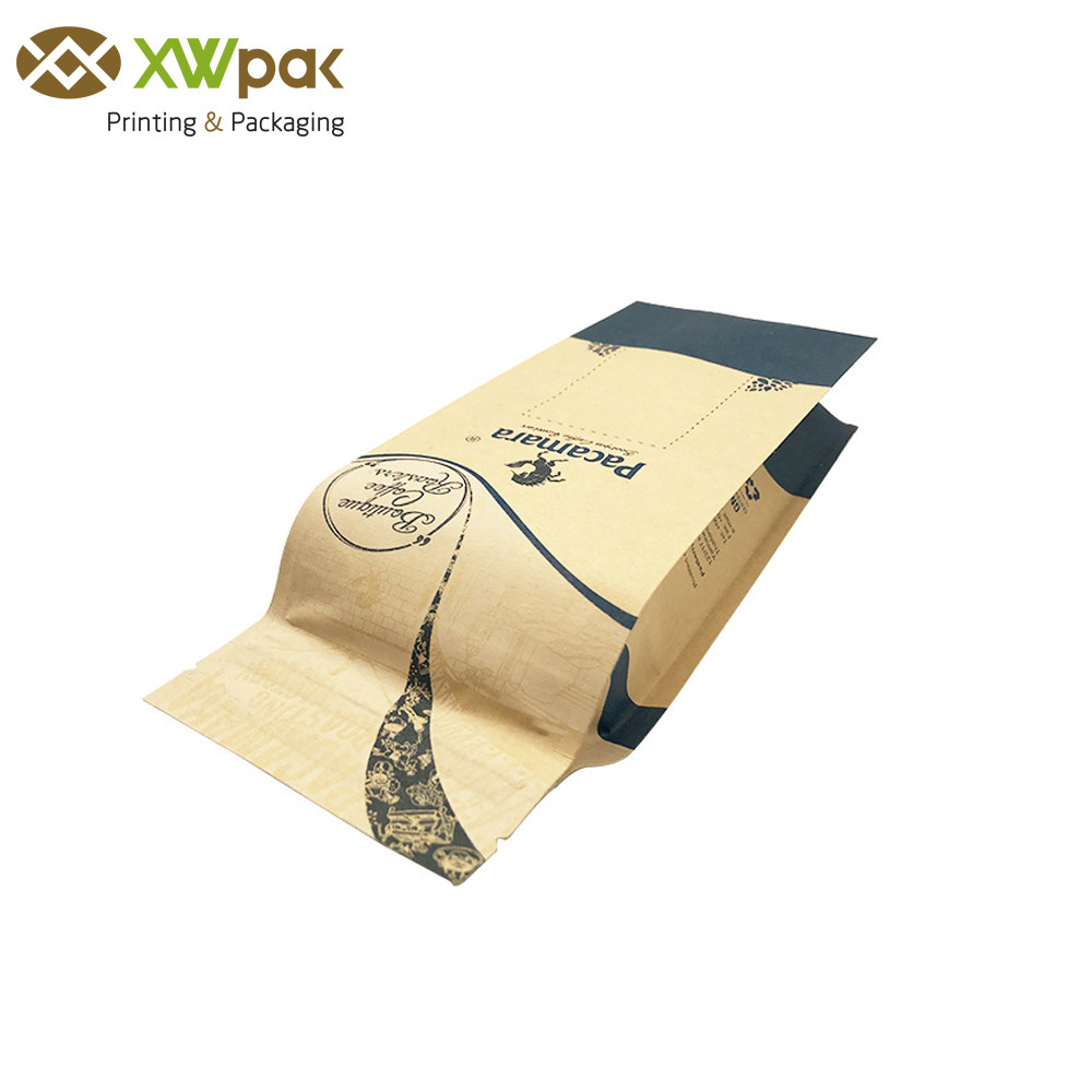 Plastic Aluminum Foil Gusseted Coffee Bags Custom Printed Self Stand Flat Bottom